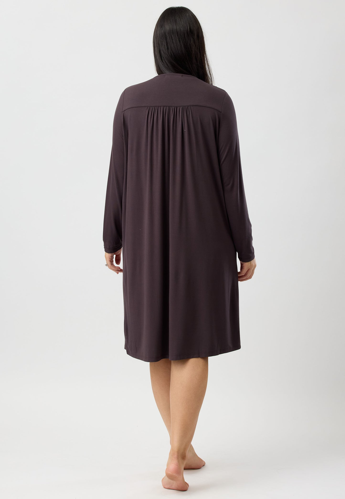 LACE SMOCKING NIGHTIE CHOCOLATE - Y330PL