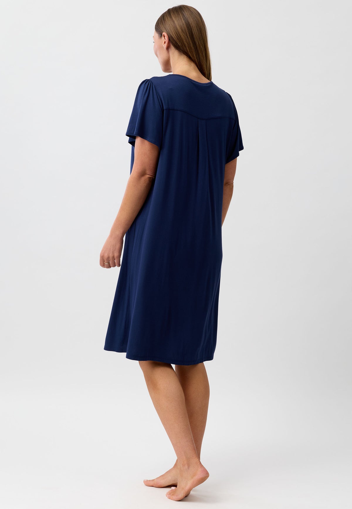 DIAMOND PLEAT NIGHTIE NAVY - Y346PL