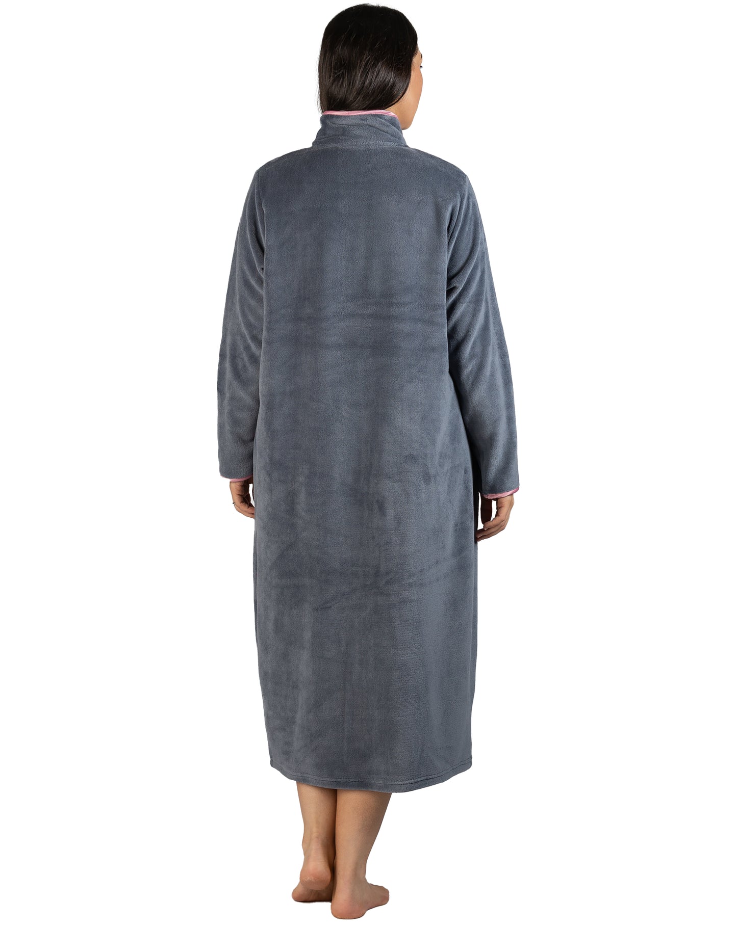 SATIN ZIP ROBE SLATE - Y801
