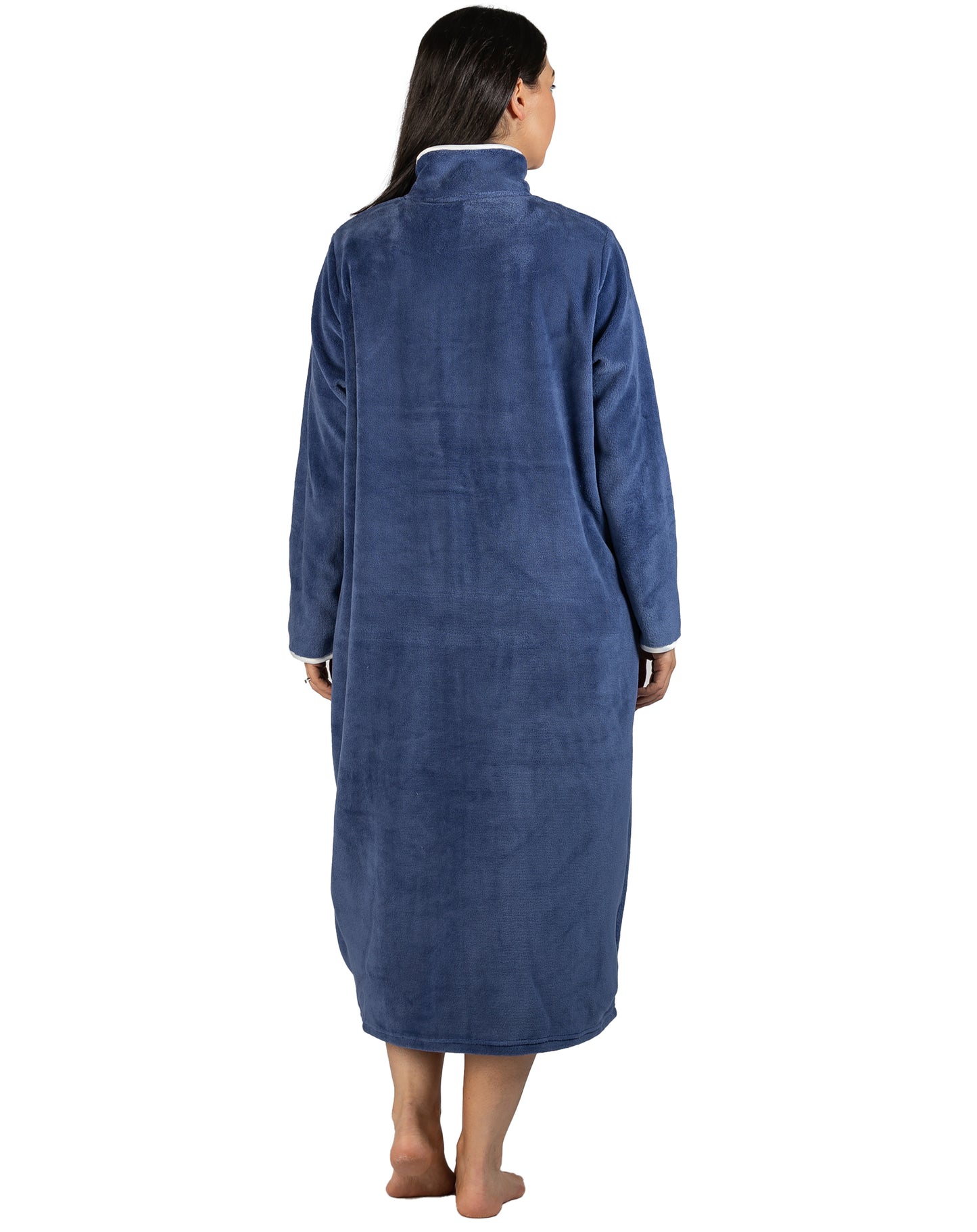 SATIN ZIP ROBE STEEL BLUE - Y801