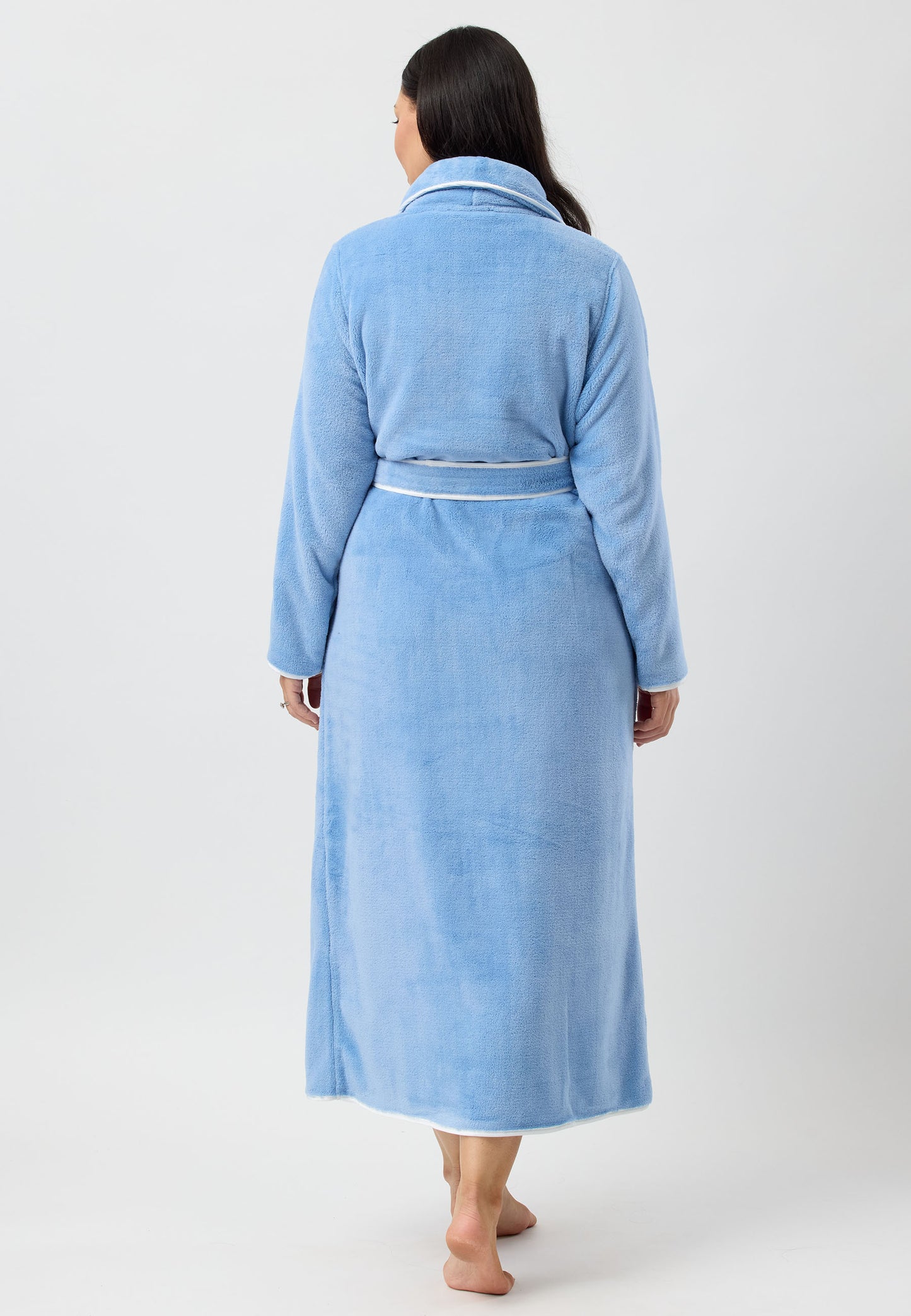 SATIN TRIM ROBE DUSK BLUE - Y806