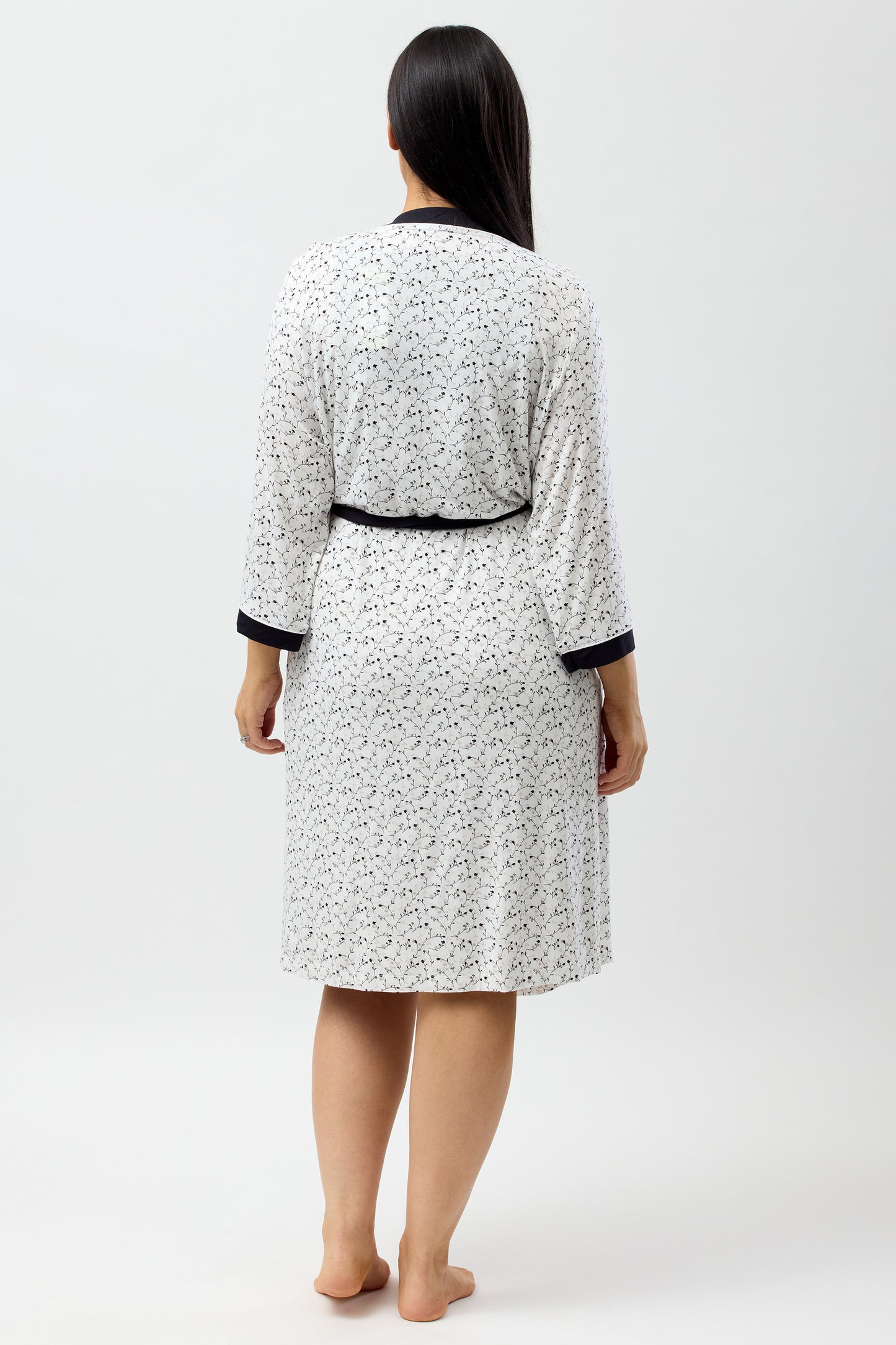 BOTANICAL PANEL ROBE BLACK - Y836BT