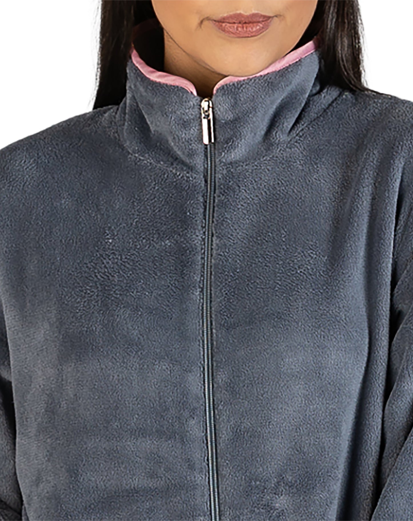 SATIN ZIP ROBE SLATE - Y801
