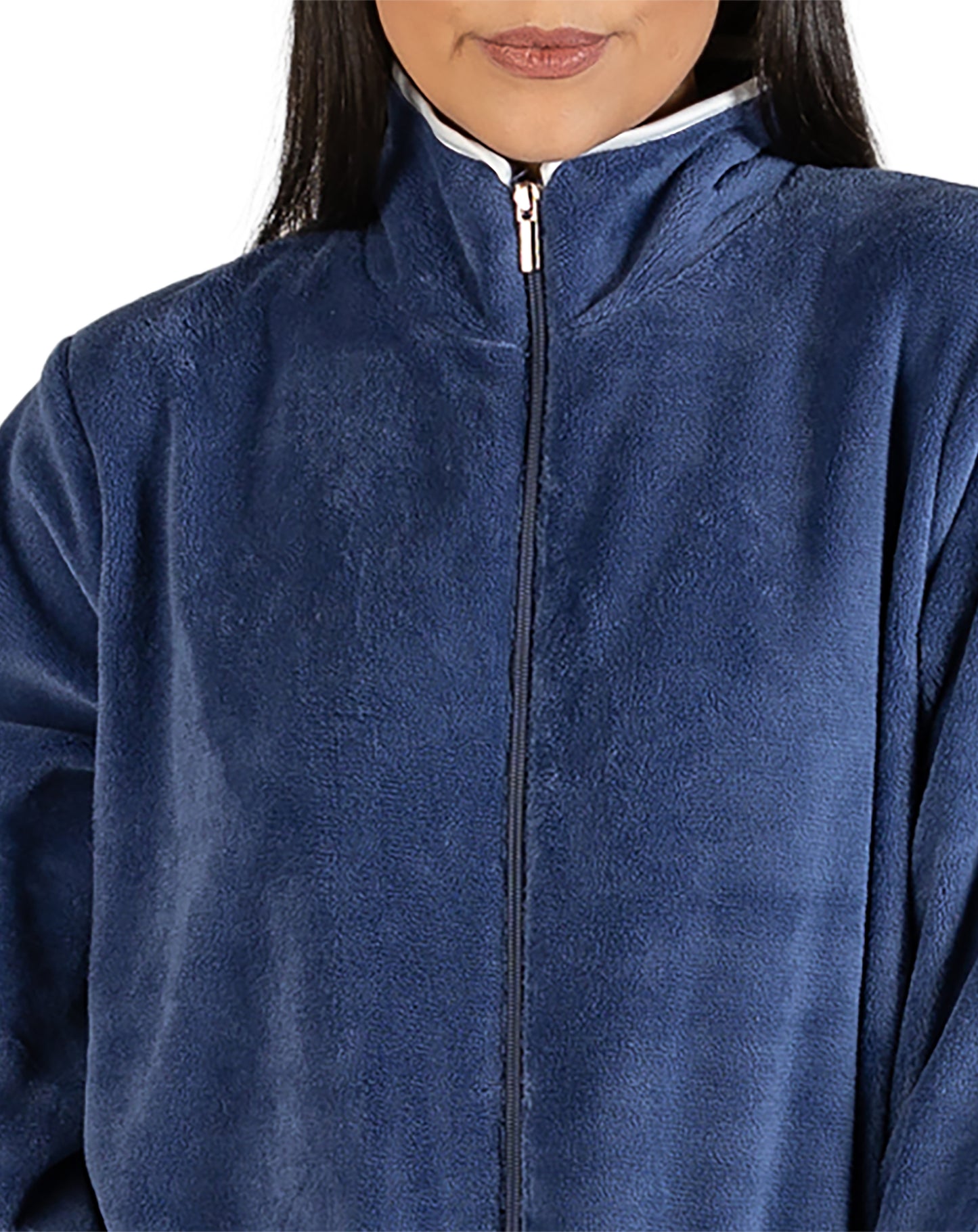 SATIN ZIP ROBE STEEL BLUE - Y801