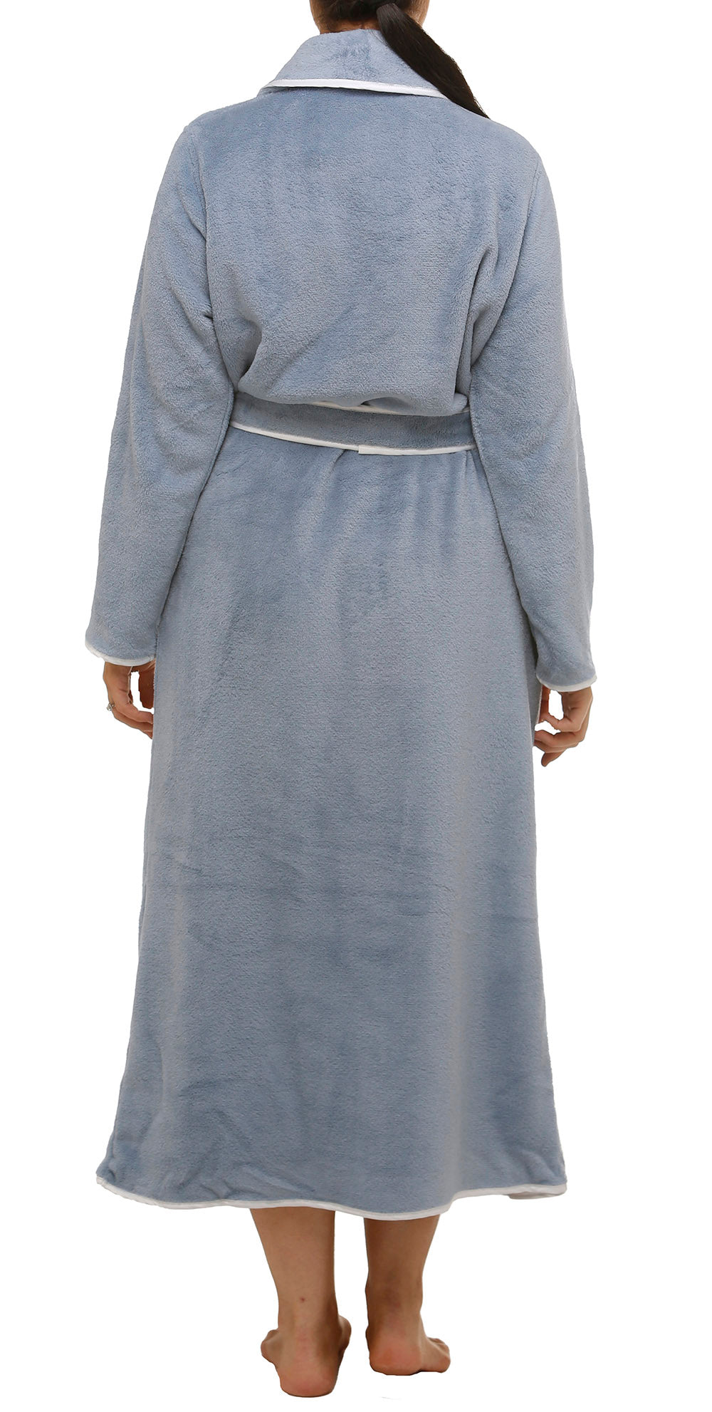 SATIN TRIM ROBE STORM BLUE - Y806