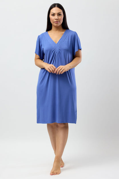 DIAMOND PLEAT NIGHTIE DENIM - Y346DP