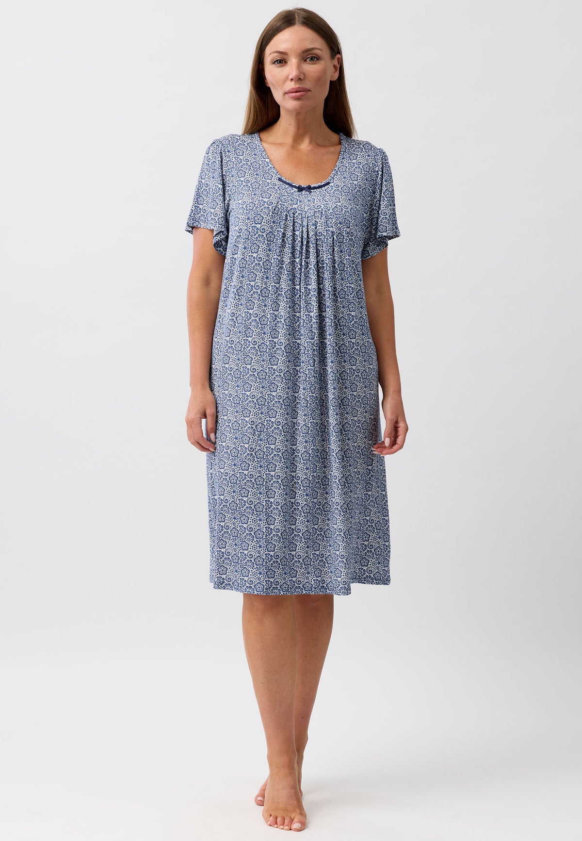 LACE GROSGRAIN NIGHTIE NAVY - Y302L6