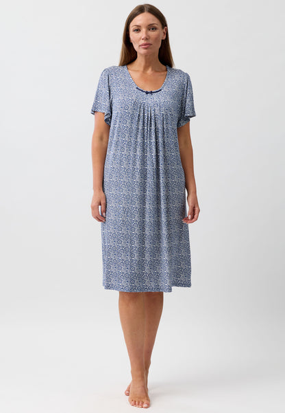LACE GROSGRAIN NIGHTIE NAVY - Y302L6