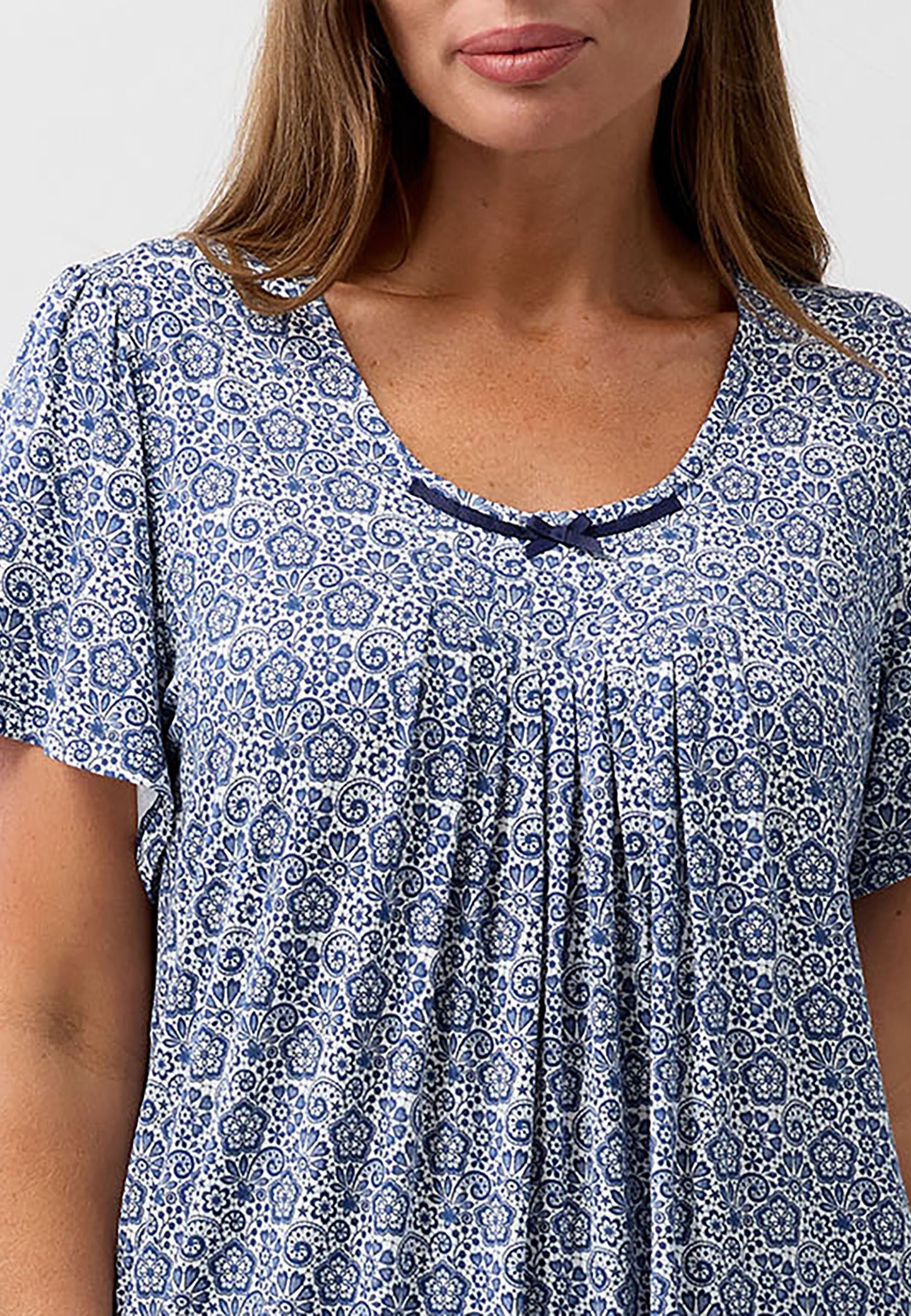 LACE GROSGRAIN NIGHTIE NAVY - Y302L6