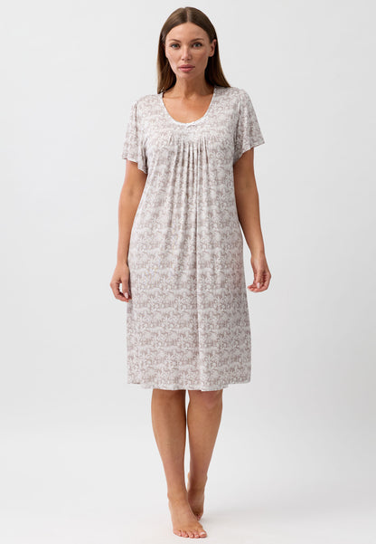 PALM GROSGRAIN NIGHTIE MOCHA - Y302PA6