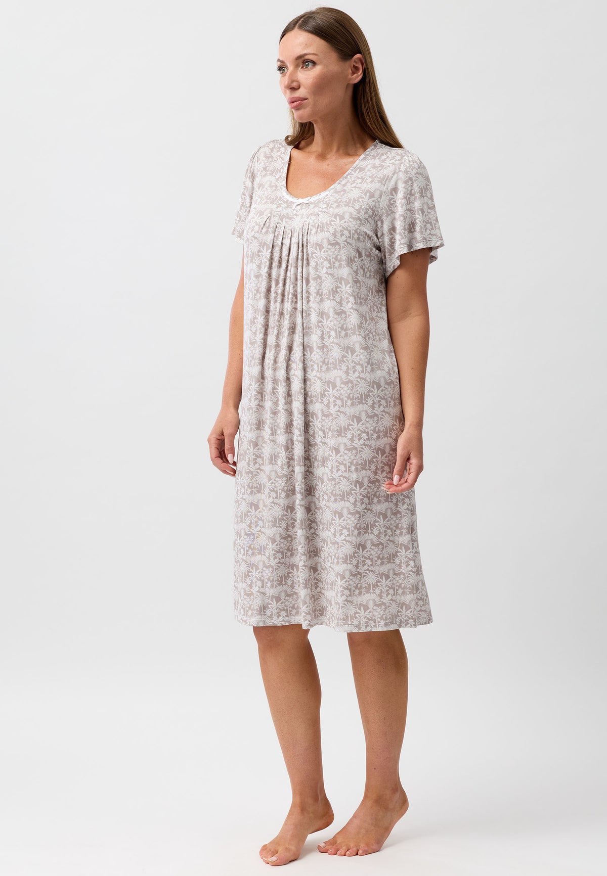 PALM GROSGRAIN NIGHTIE MOCHA - Y302PA6