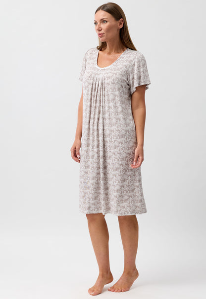 PALM GROSGRAIN NIGHTIE MOCHA - Y302PA6