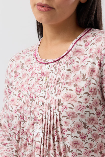 BLOOM PLEAT NIGHTIE BORDEAUX - Y323B6