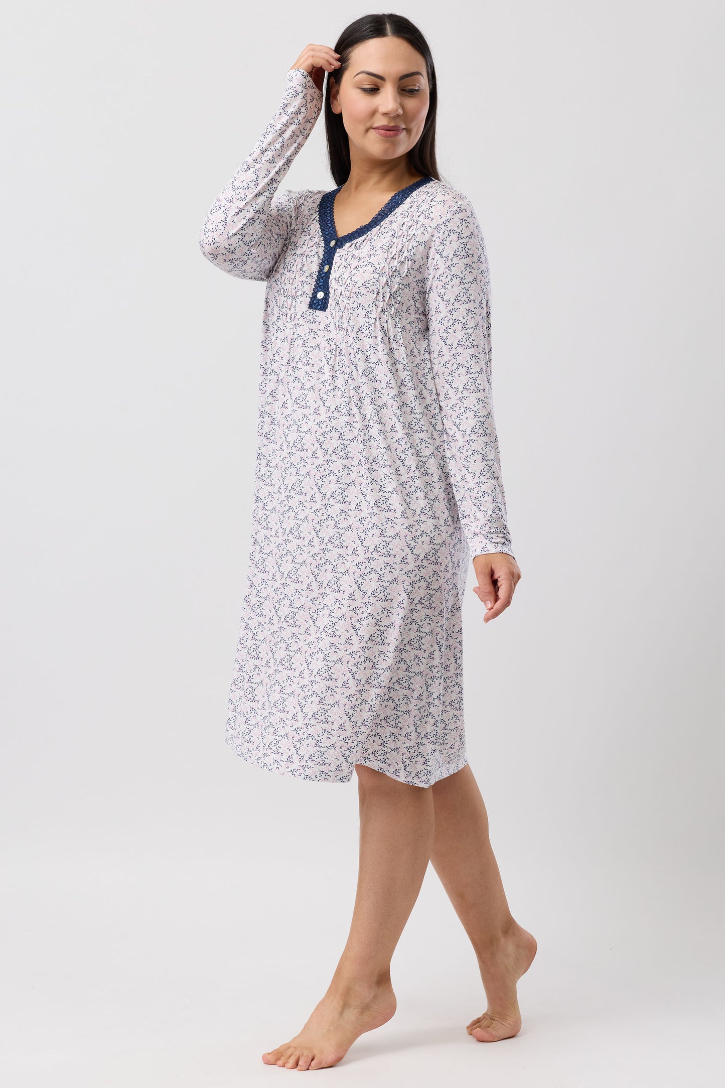 JARDIN SMOCKING NIGHTIE NAVY - Y329J6