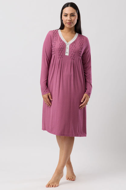 TULIP SMOCKING NIGHTIE BORDEAUX - Y329T6