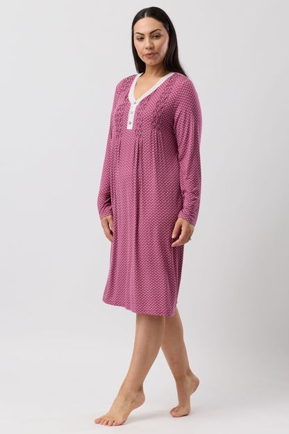 TULIP SMOCKING NIGHTIE BORDEAUX - Y329T6