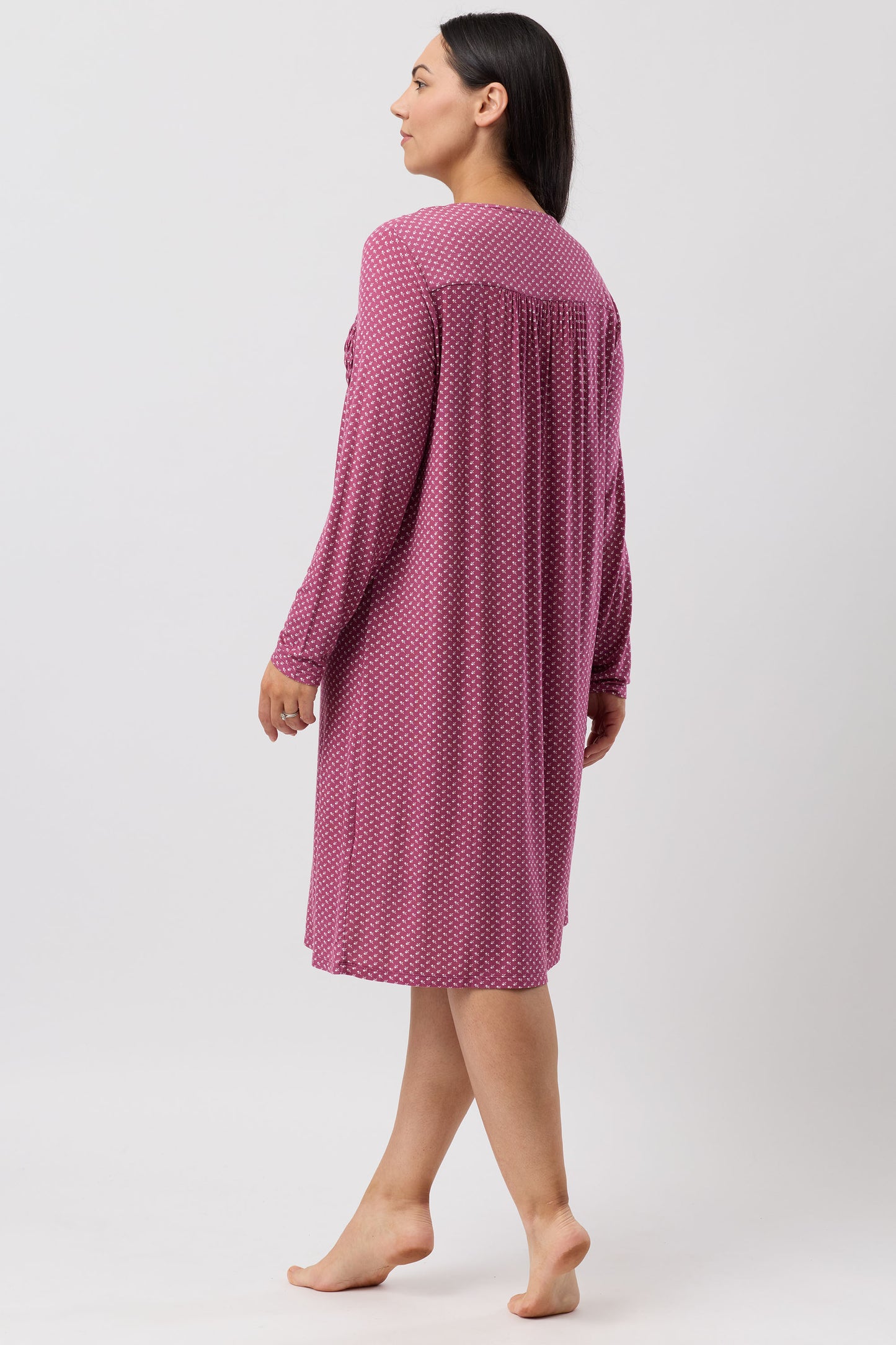 TULIP SMOCKING NIGHTIE BORDEAUX - Y329T6