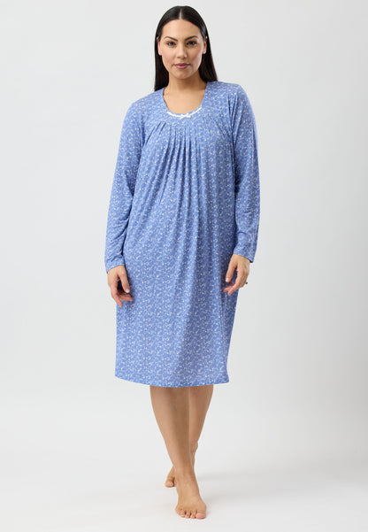 BOTANIC GROSGRAIN NIGHTIE WINTER BLUE - Y334B5