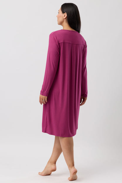 DIAMOND PLEAT NIGHTIE BORDEAUX - Y334DP
