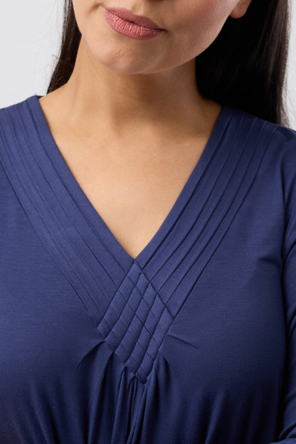 DIAMOND PLEAT NIGHTIE NAVY - Y334DP