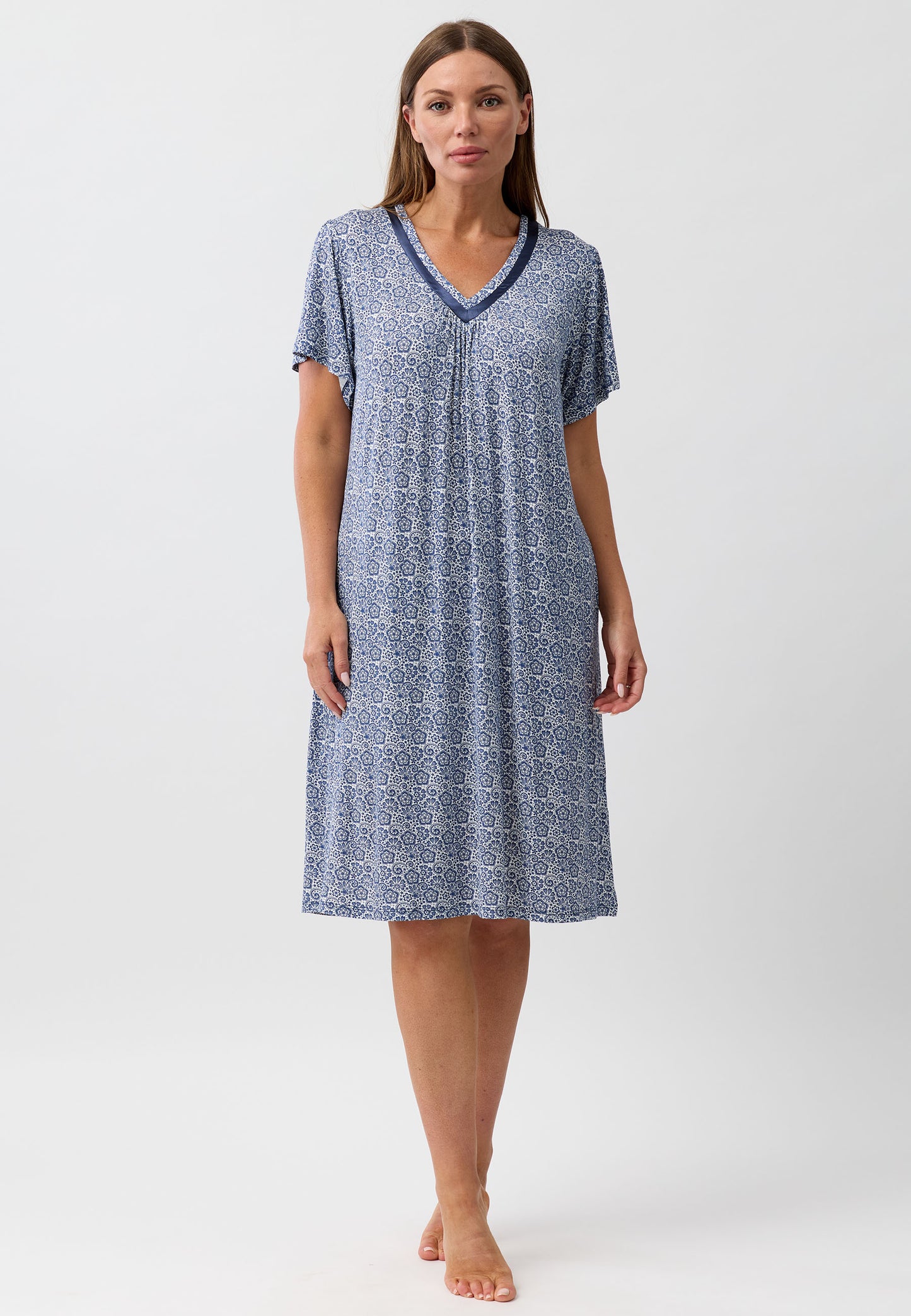 LACE VEE NIGHTIE NAVY - Y344L6