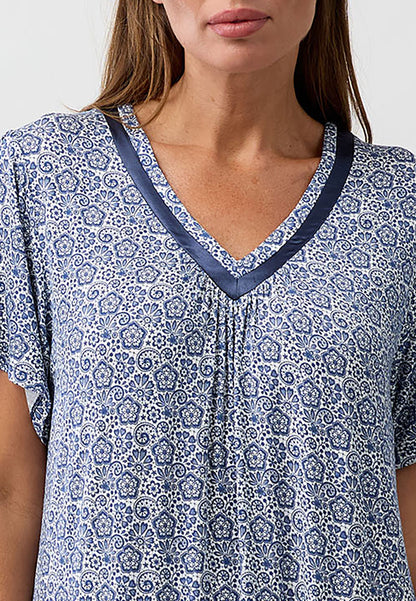 LACE VEE NIGHTIE NAVY - Y344L6
