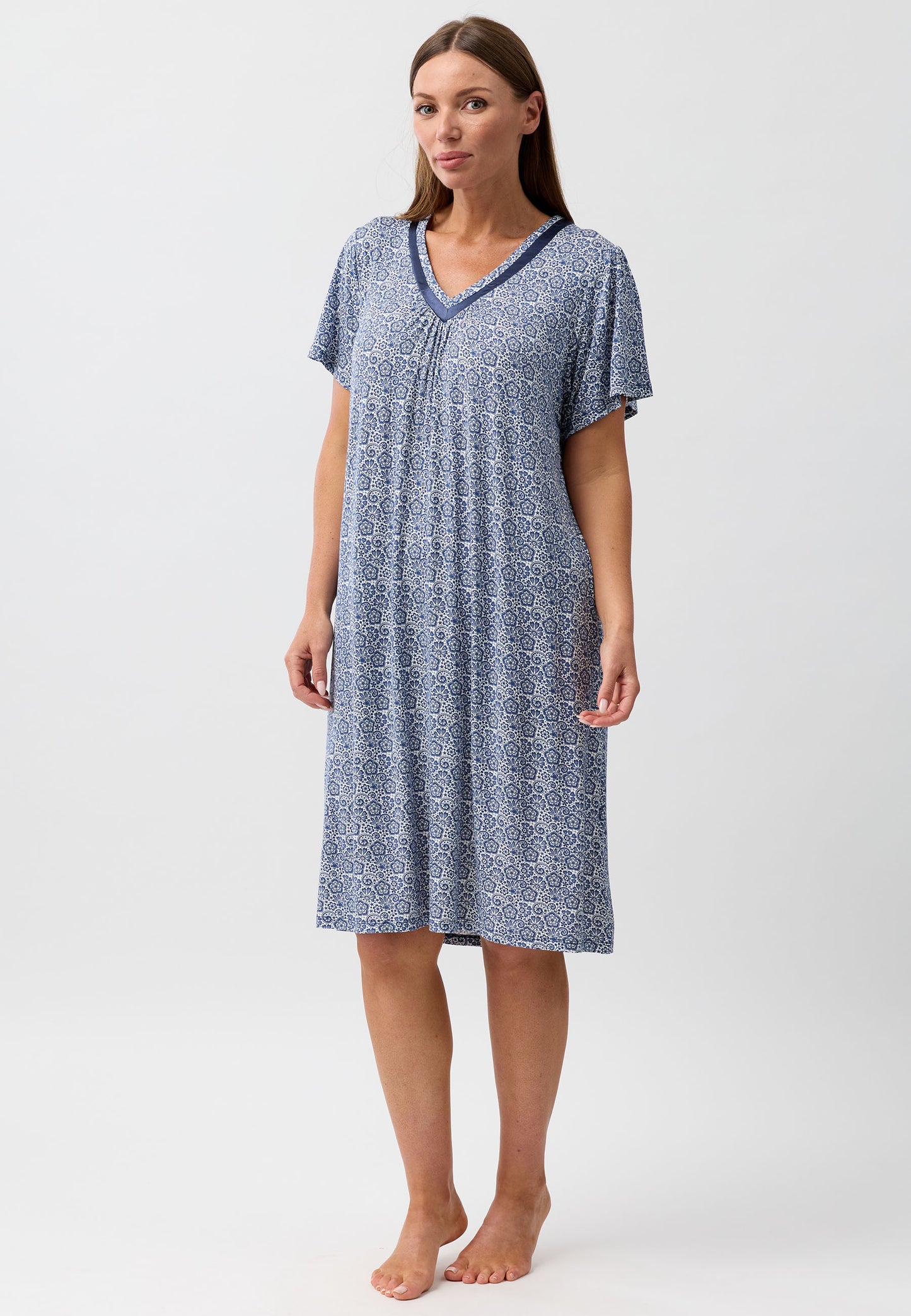 LACE VEE NIGHTIE NAVY - Y344L6