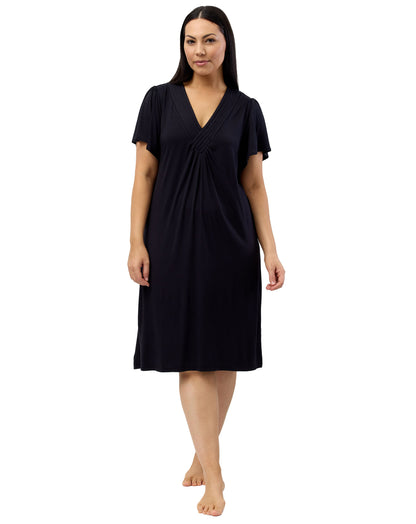 DIAMOND PLEAT NIGHTIE BLACK - Y346DP