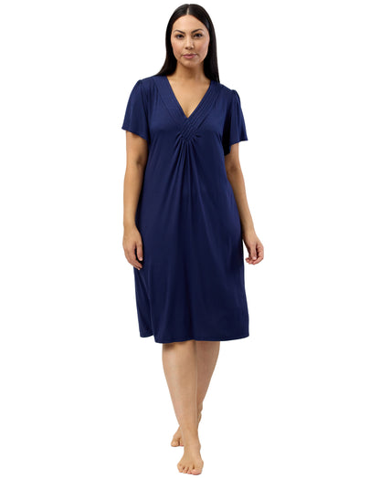 DIAMOND PLEAT NIGHTIE NAVY - Y346DP