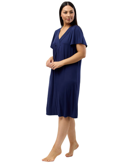 DIAMOND PLEAT NIGHTIE NAVY - Y346DP