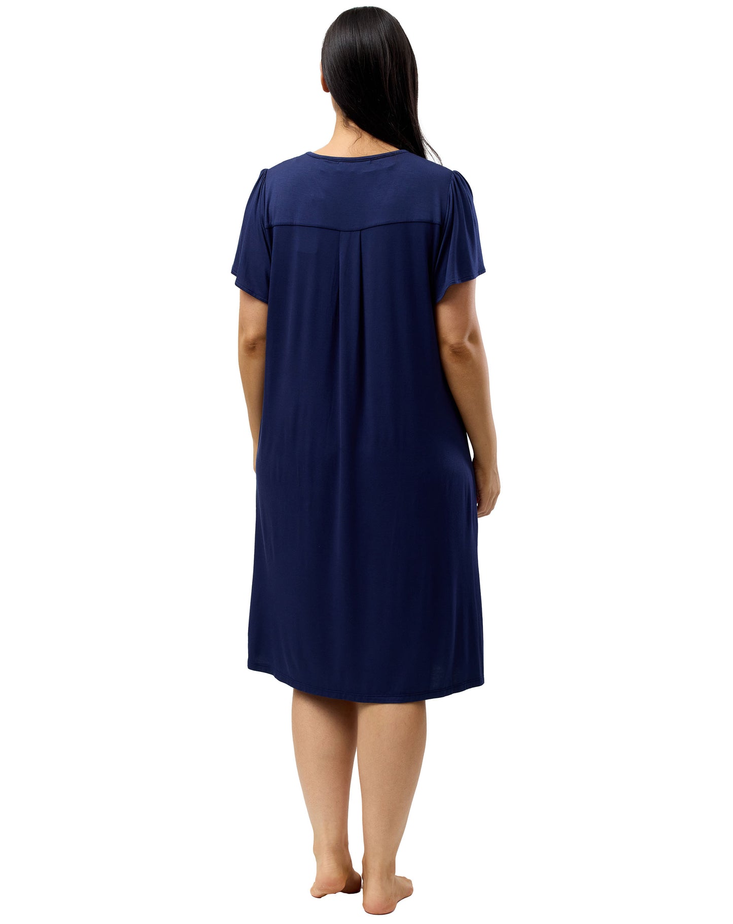 DIAMOND PLEAT NIGHTIE NAVY - Y346DP