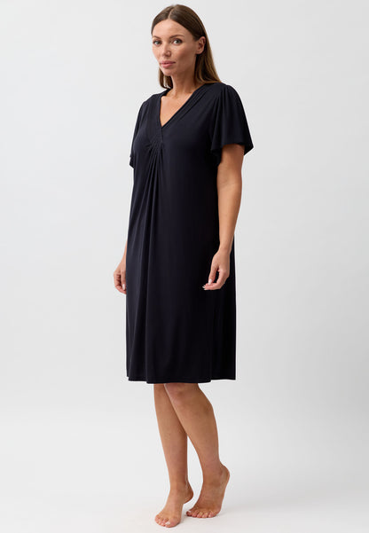 DIAMOND PLEAT NIGHTIE BLACK - Y346PL