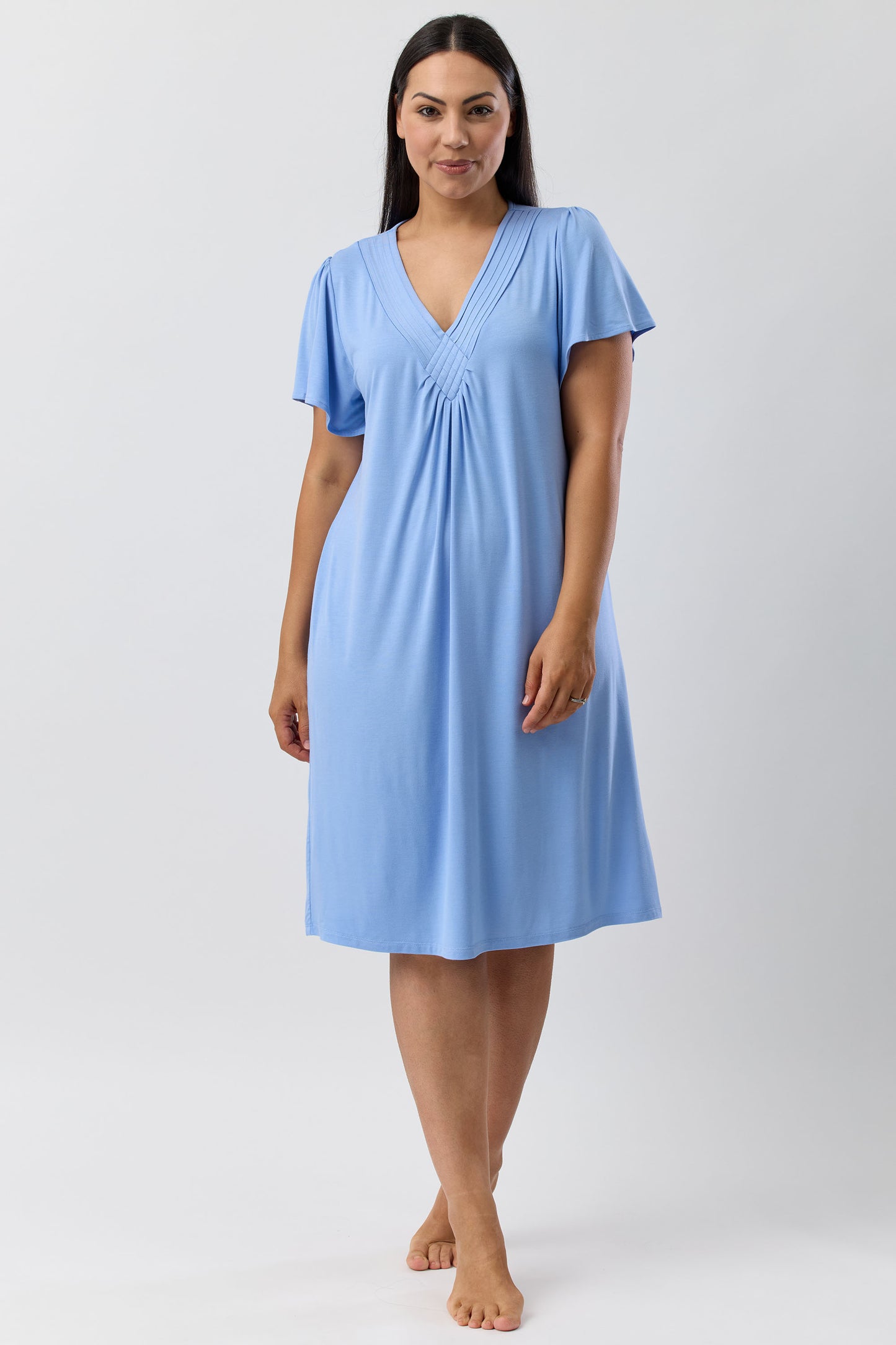 DIAMOND PLEAT NIGHTIE BLUEBELL - Y346PL
