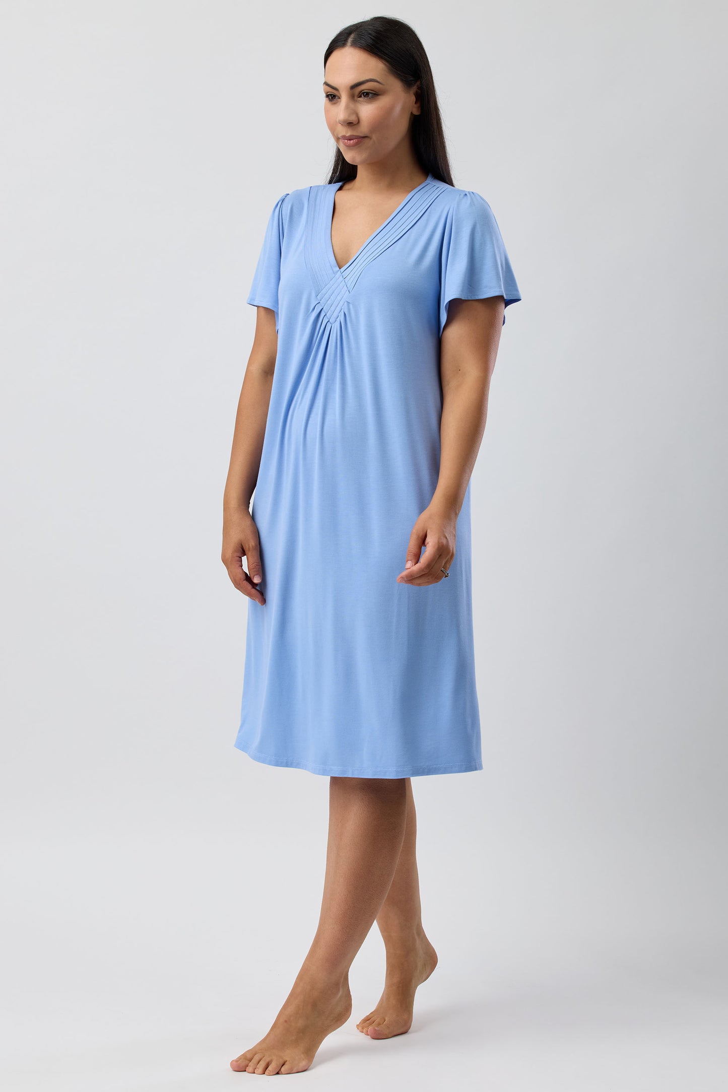 DIAMOND PLEAT NIGHTIE BLUEBELL - Y346PL