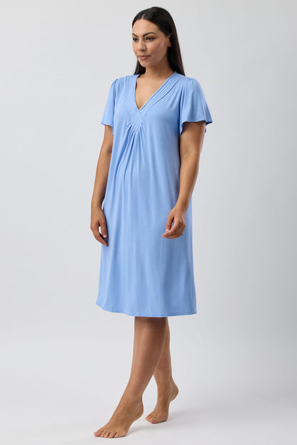 DIAMOND PLEAT NIGHTIE BLUEBELL - Y346PL
