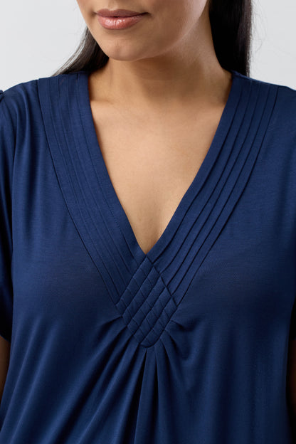 DIAMOND PLEAT NIGHTIE NAVY - Y346PL