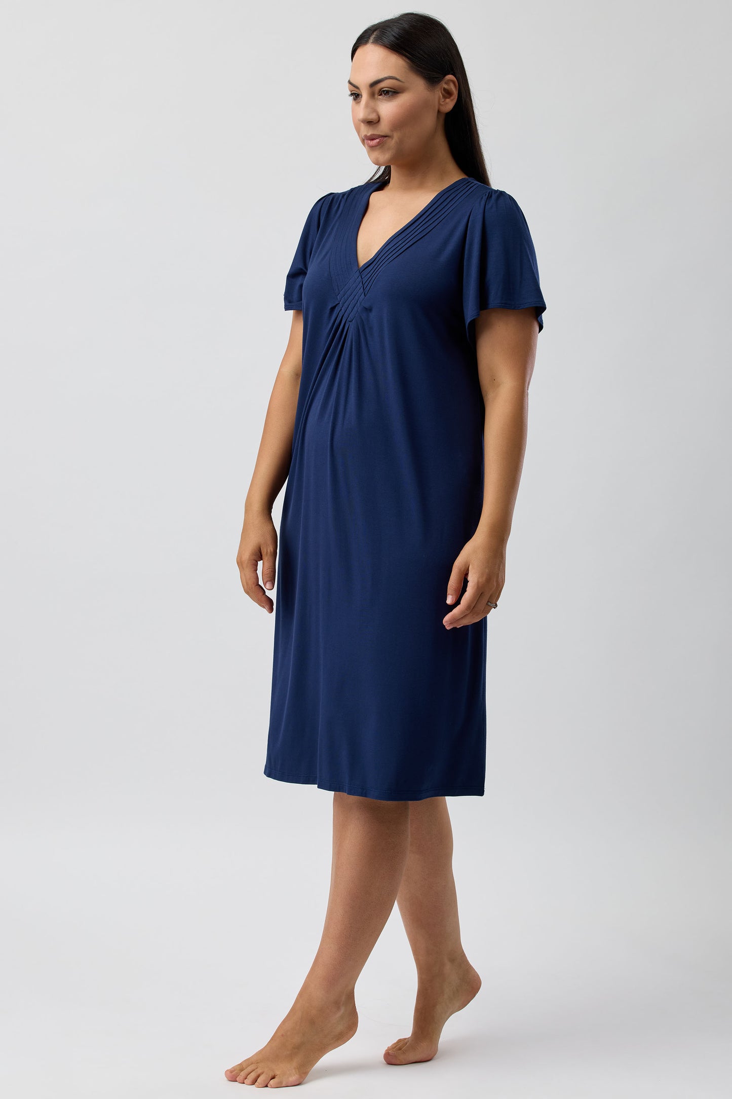 DIAMOND PLEAT NIGHTIE NAVY - Y346PL