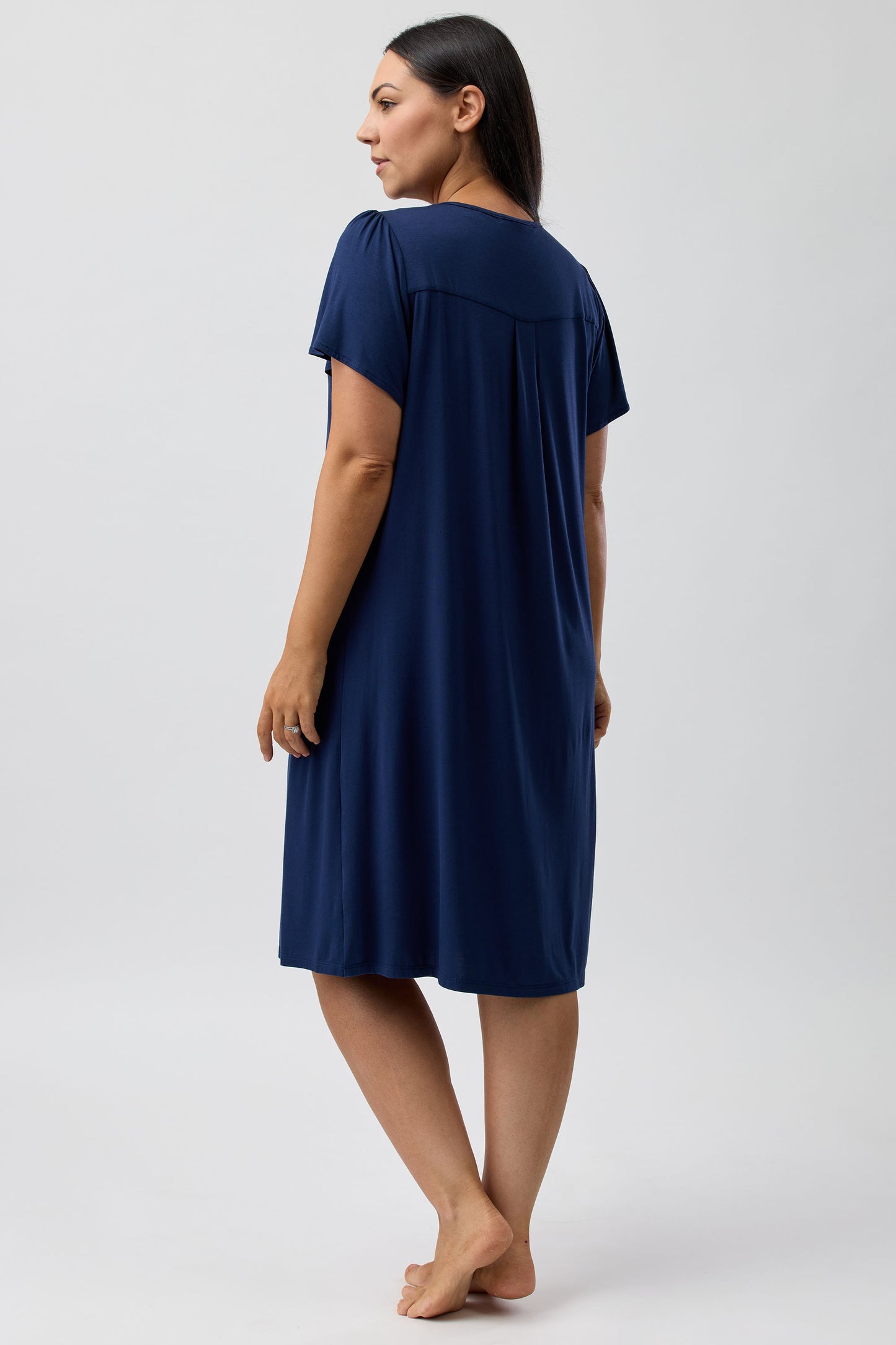 DIAMOND PLEAT NIGHTIE NAVY - Y346PL