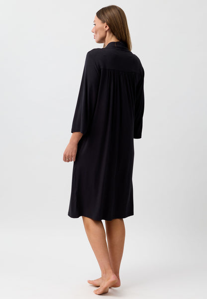 SATIN TIE ROBE BLACK - Y800PL