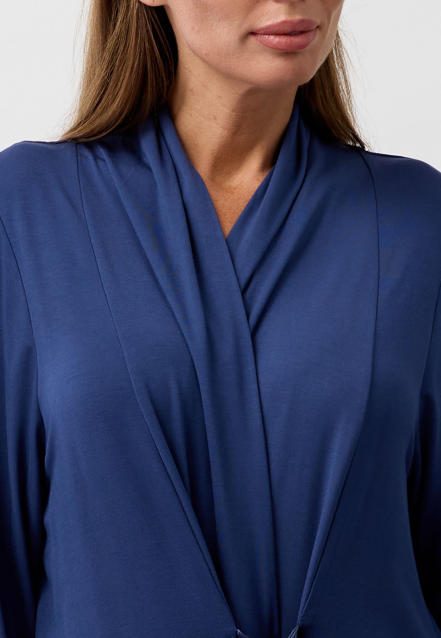 SATIN TIE ROBE NAVY - Y800PL