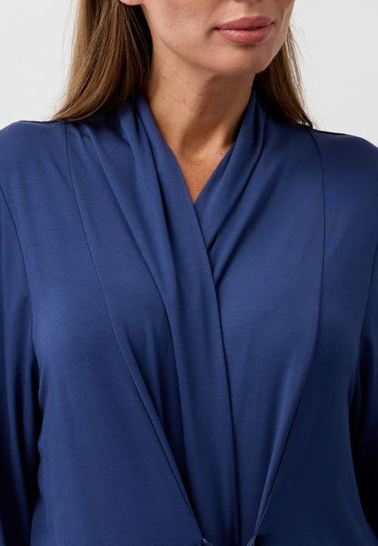 SATIN TIE ROBE NAVY - Y800PL