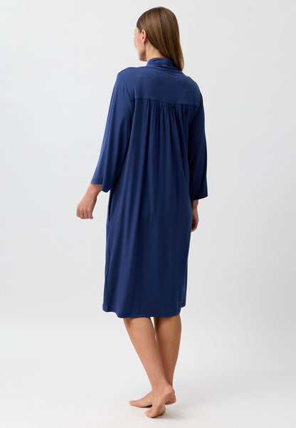 SATIN TIE ROBE NAVY - Y800PL