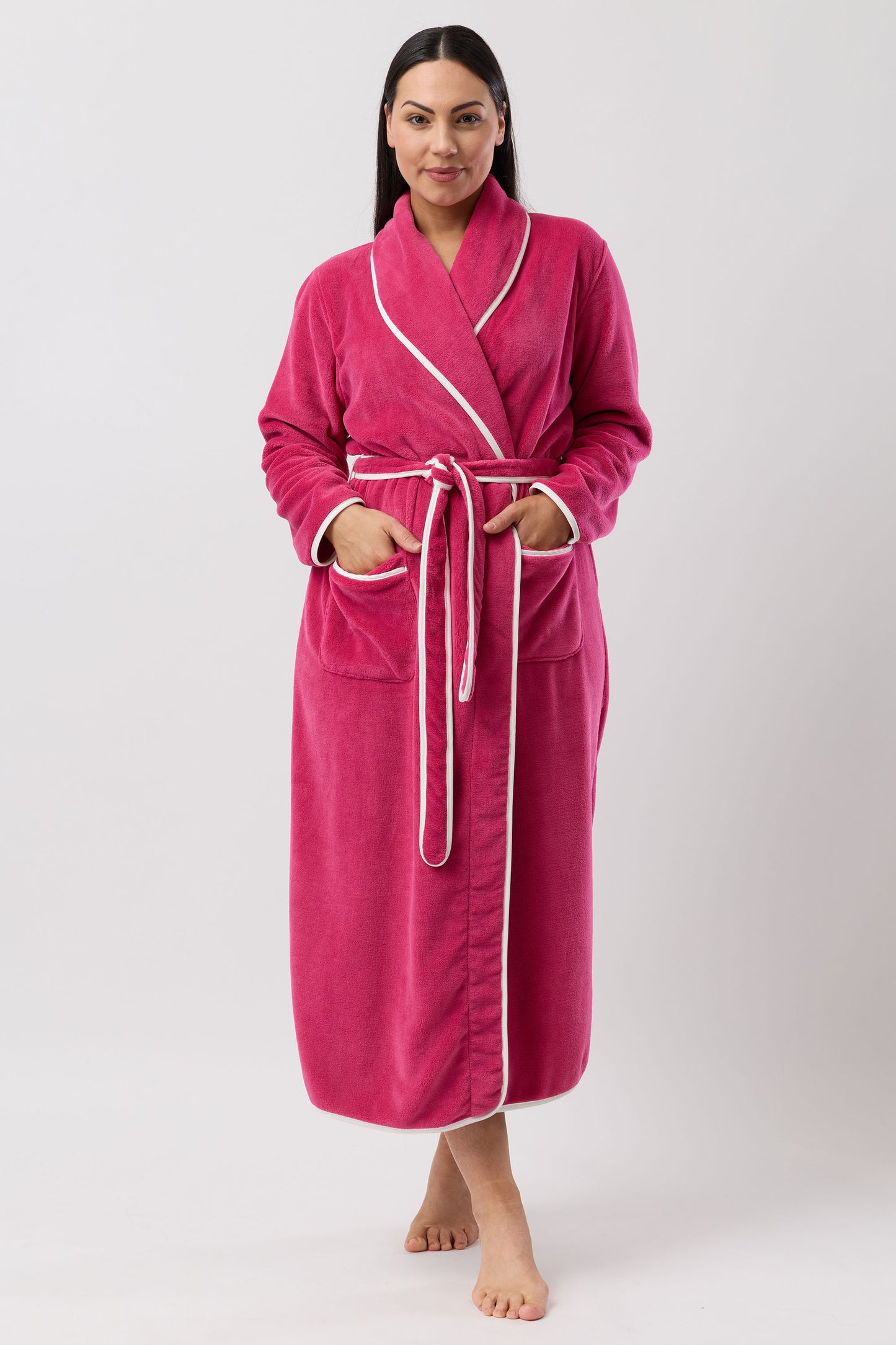SATIN TRIM ROBE ROSE - Y806