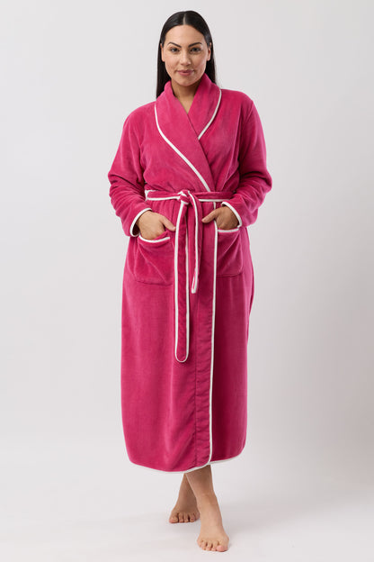 SATIN TRIM ROBE ROSE - Y806