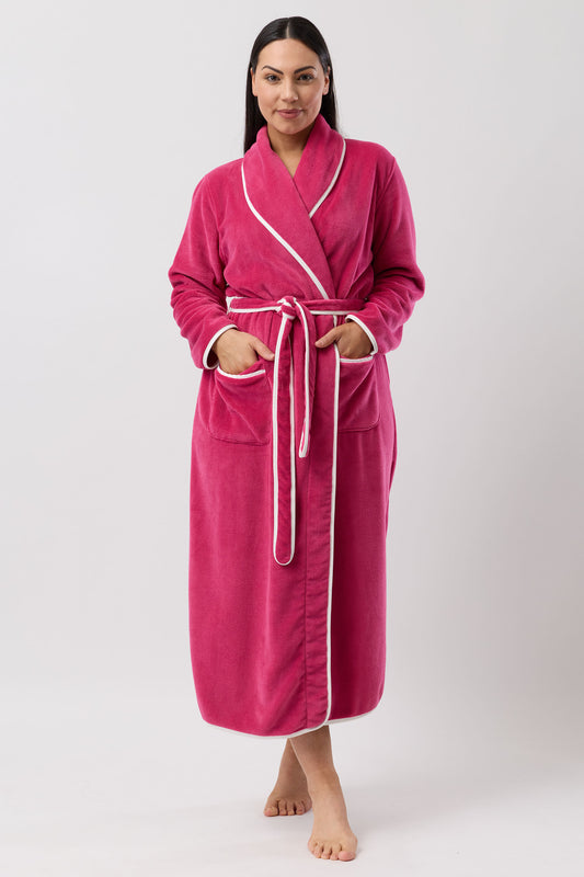SATIN TRIM ROBE ROSE - Y806