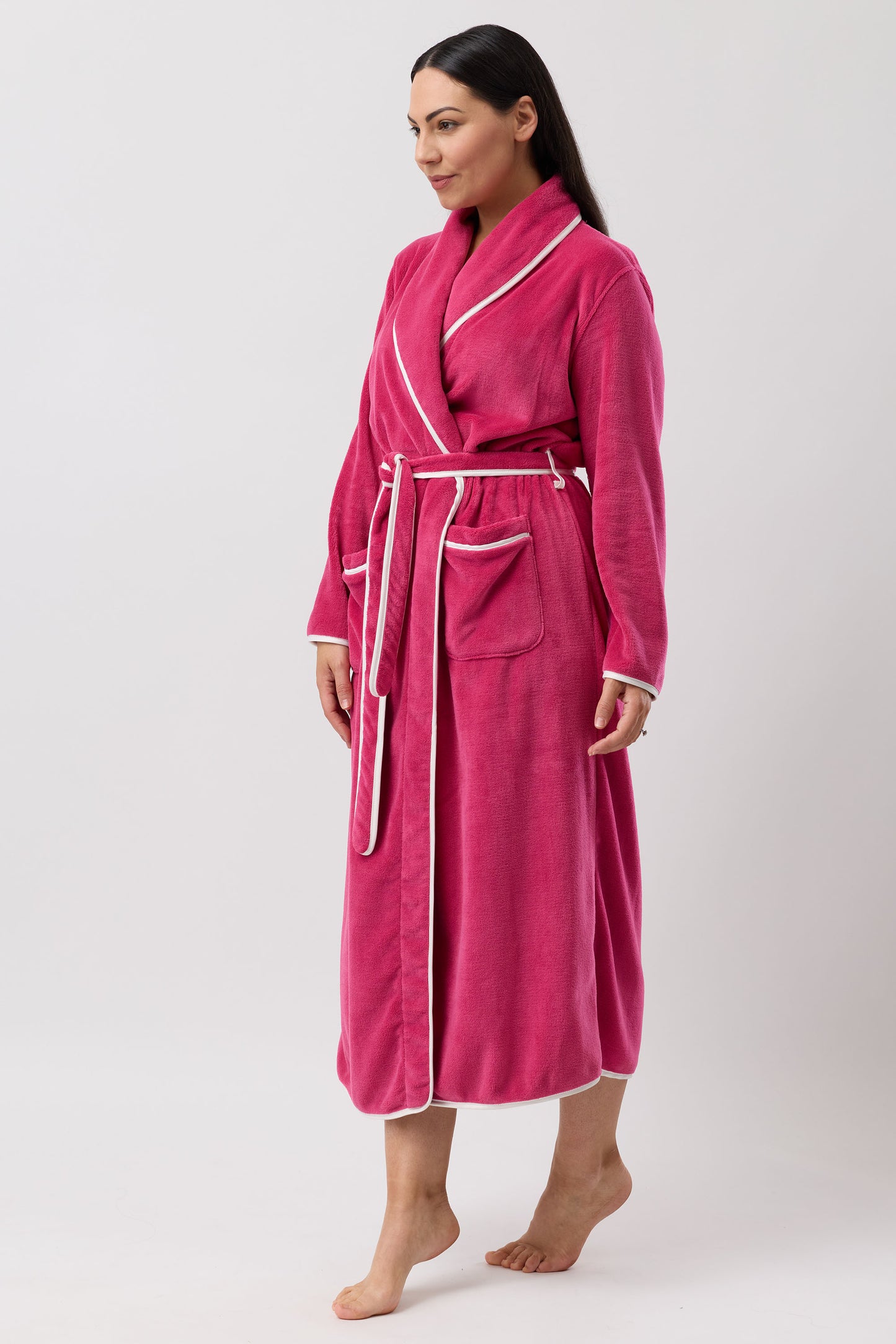 SATIN TRIM ROBE ROSE - Y806