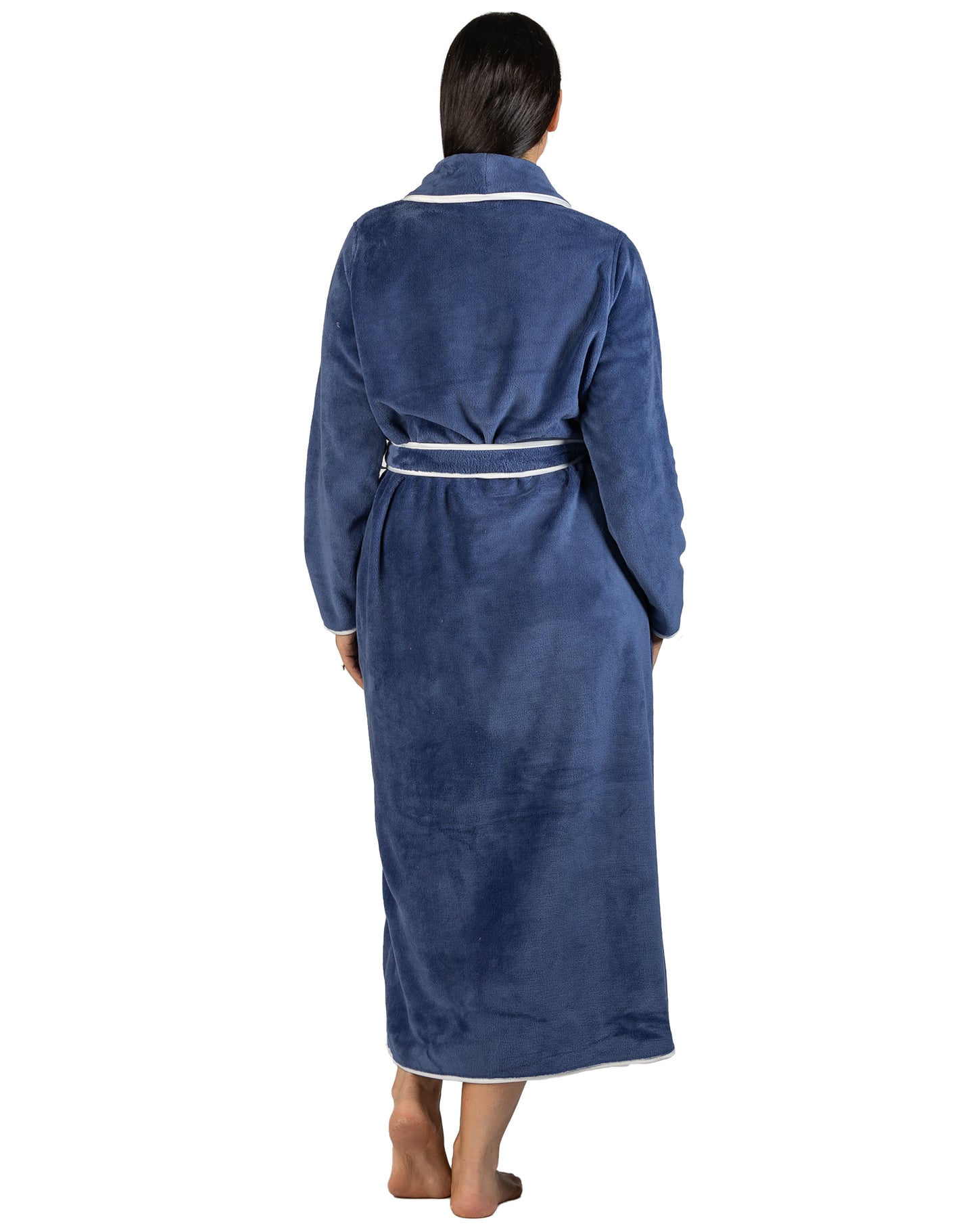 SATIN TRIM ROBE STEEL BLUE - Y806