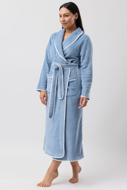 SATIN TRIM ROBE STORM BLUE - Y806
