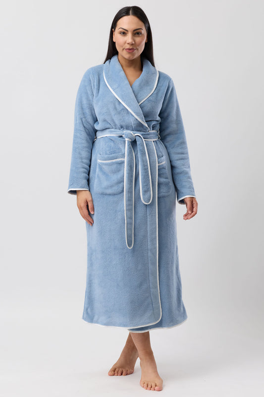 SATIN TRIM ROBE STORM BLUE - Y806