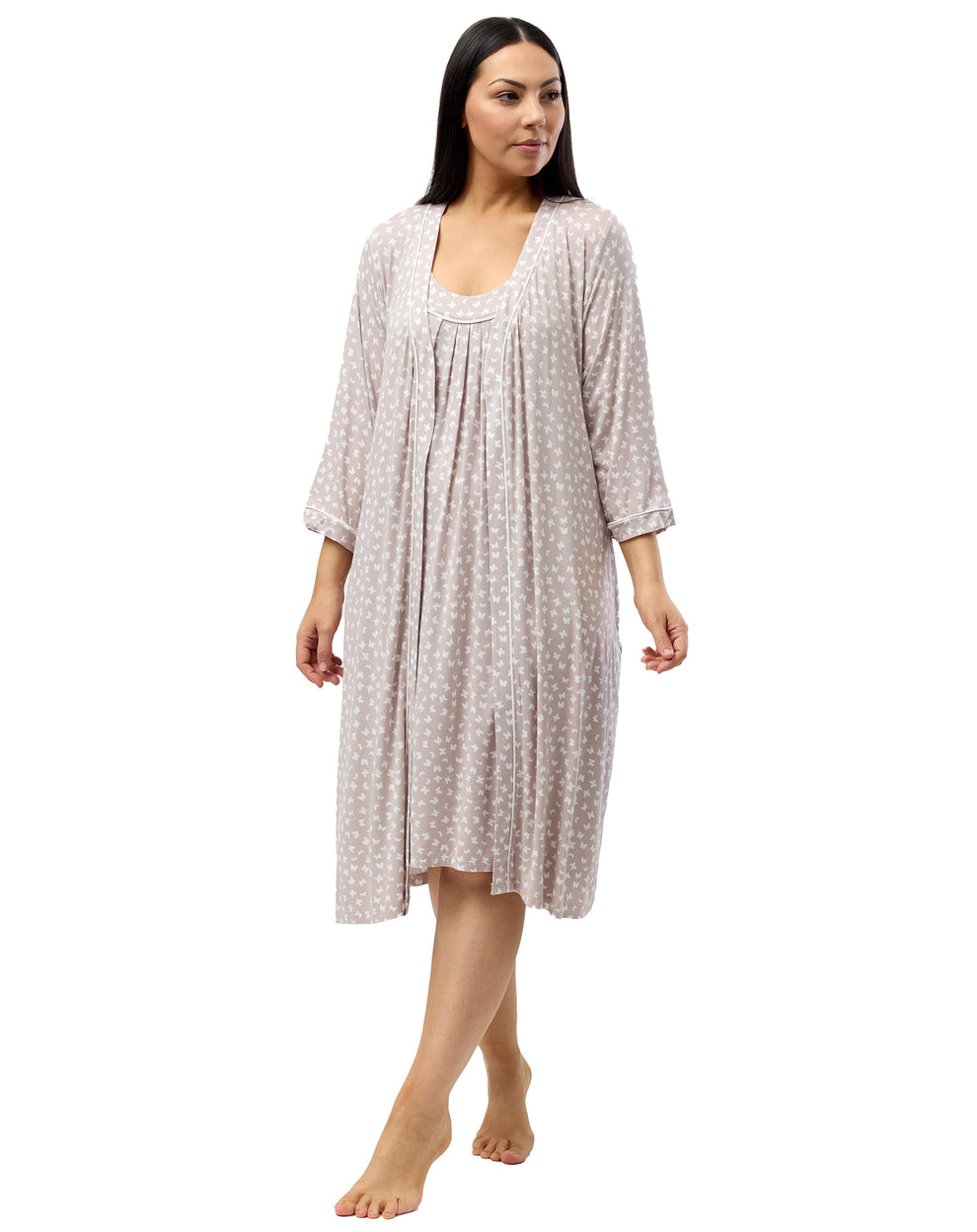 BUTTERFLY PIPING ROBE MINK - Y835BF – Yuu Sleepwear